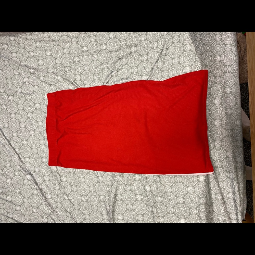 Red midi skirt